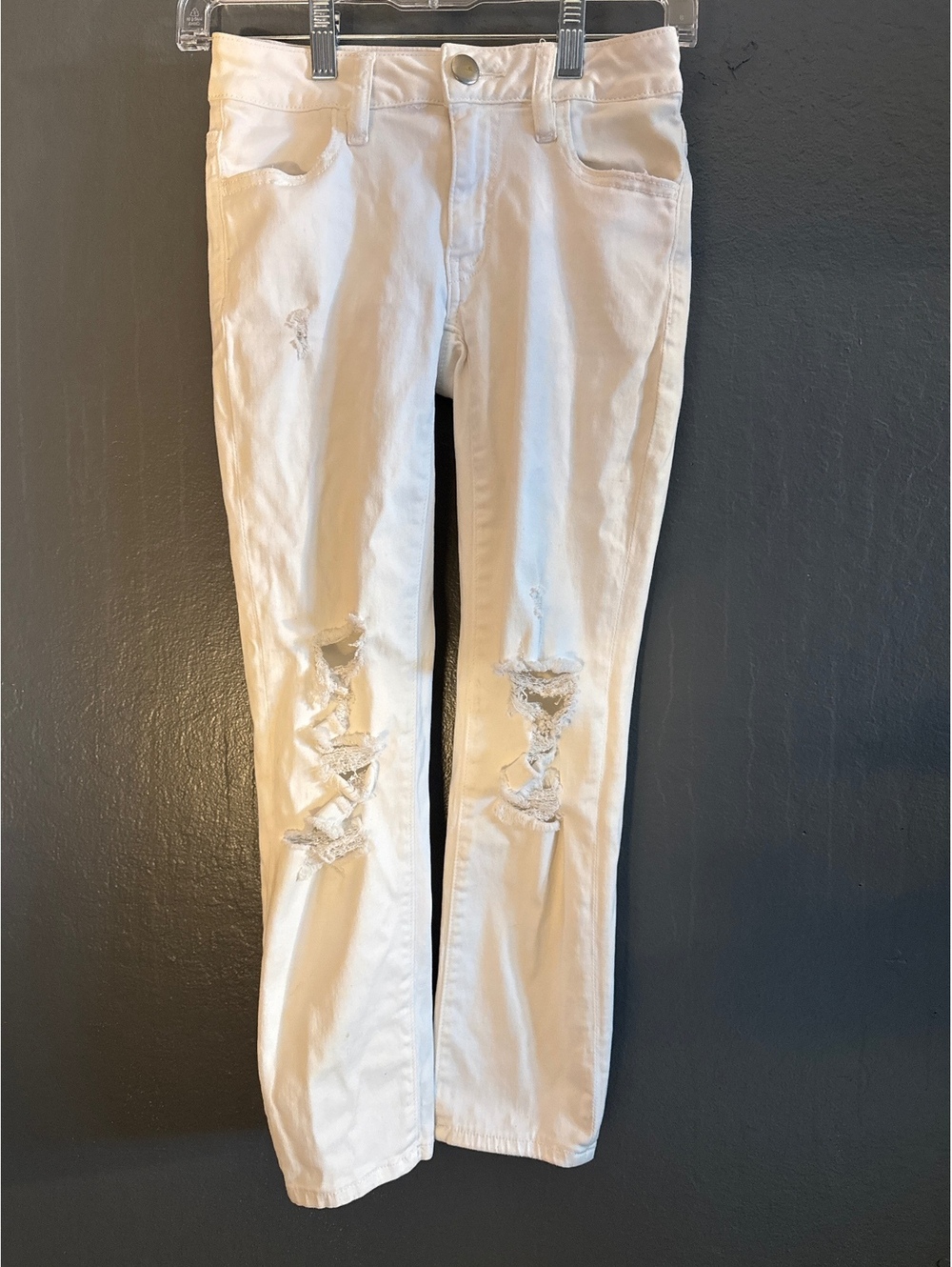 American Eagle White Distressed Skinny Jeans for Teens